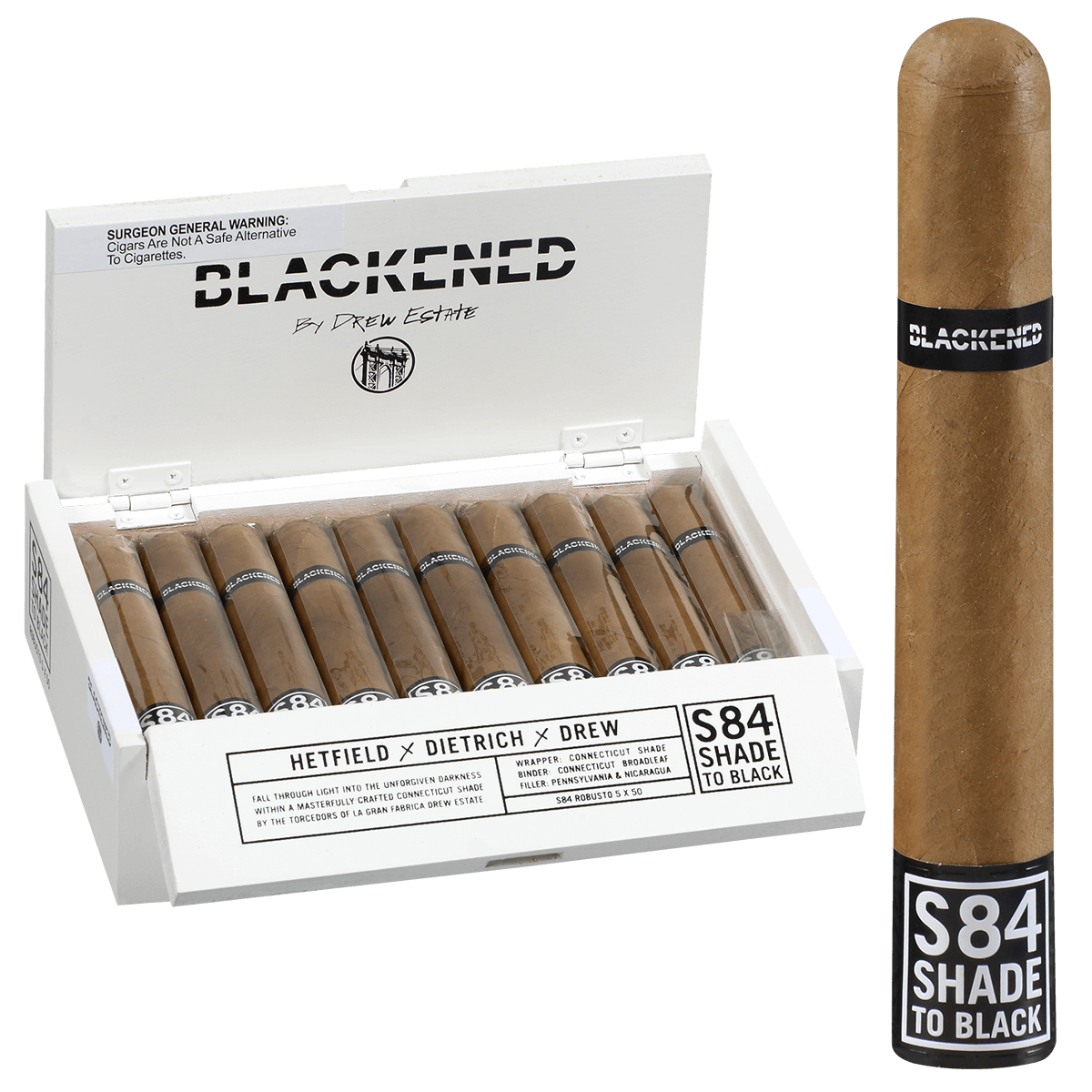 BLACKENED BY DREW ESTATE S84 SHADE TO BLACK ROBUSTO 20 CT. BOX 5.00X50