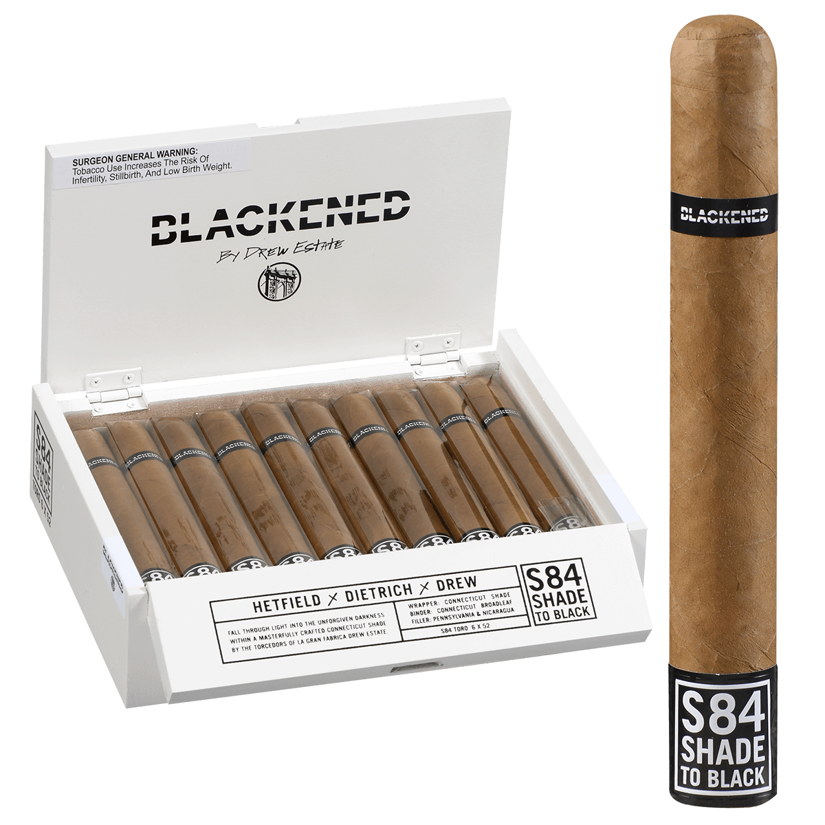 BLACKENED BY DREW ESTATE S84 SHADE TO BLACK TORO 20 CT. BOX 6.00X52