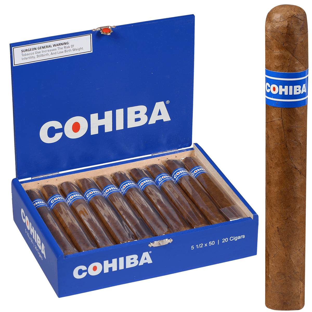 COHIBA BLUE ROBUSTO 20 CT. BOX 5.50X50
