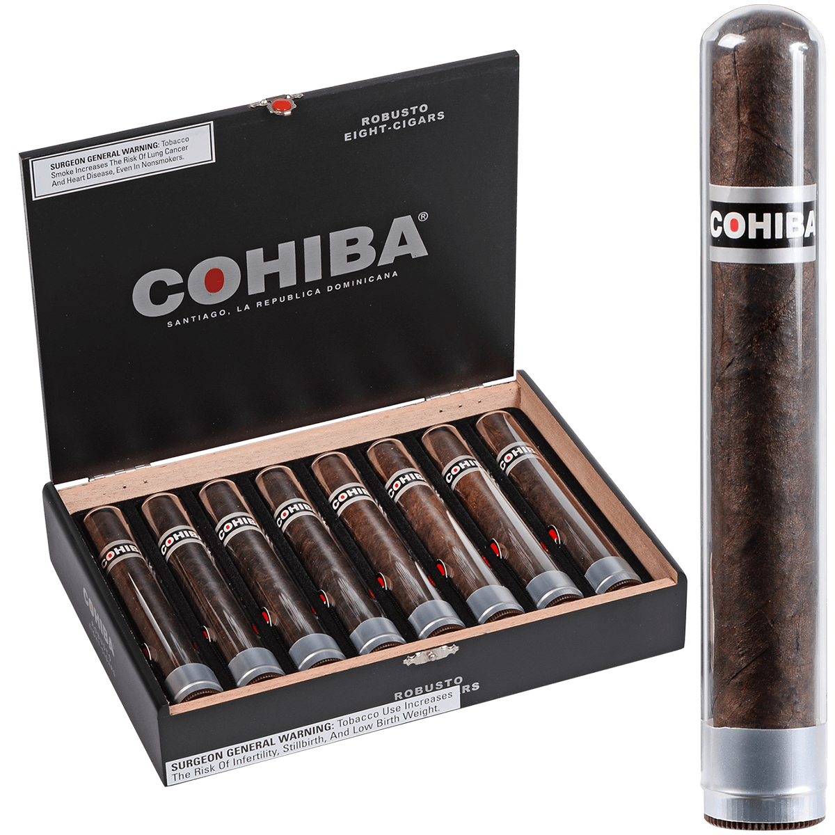 COHIBA BLACK ROBUSTO CRYSTAL 8 CT. BOX 5.50X50