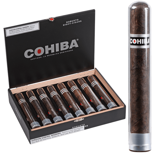 COHIBA BLACK ROBUSTO CRYSTAL 8 CT. BOX 5.50X50