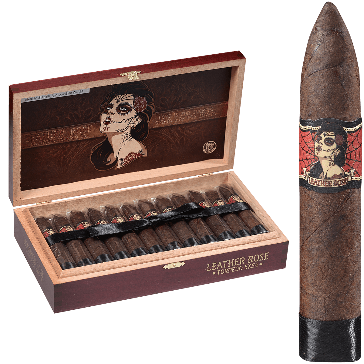 DEADWOOD LEATHER ROSE TORPEDO 24 CT. BOX 5.00X54