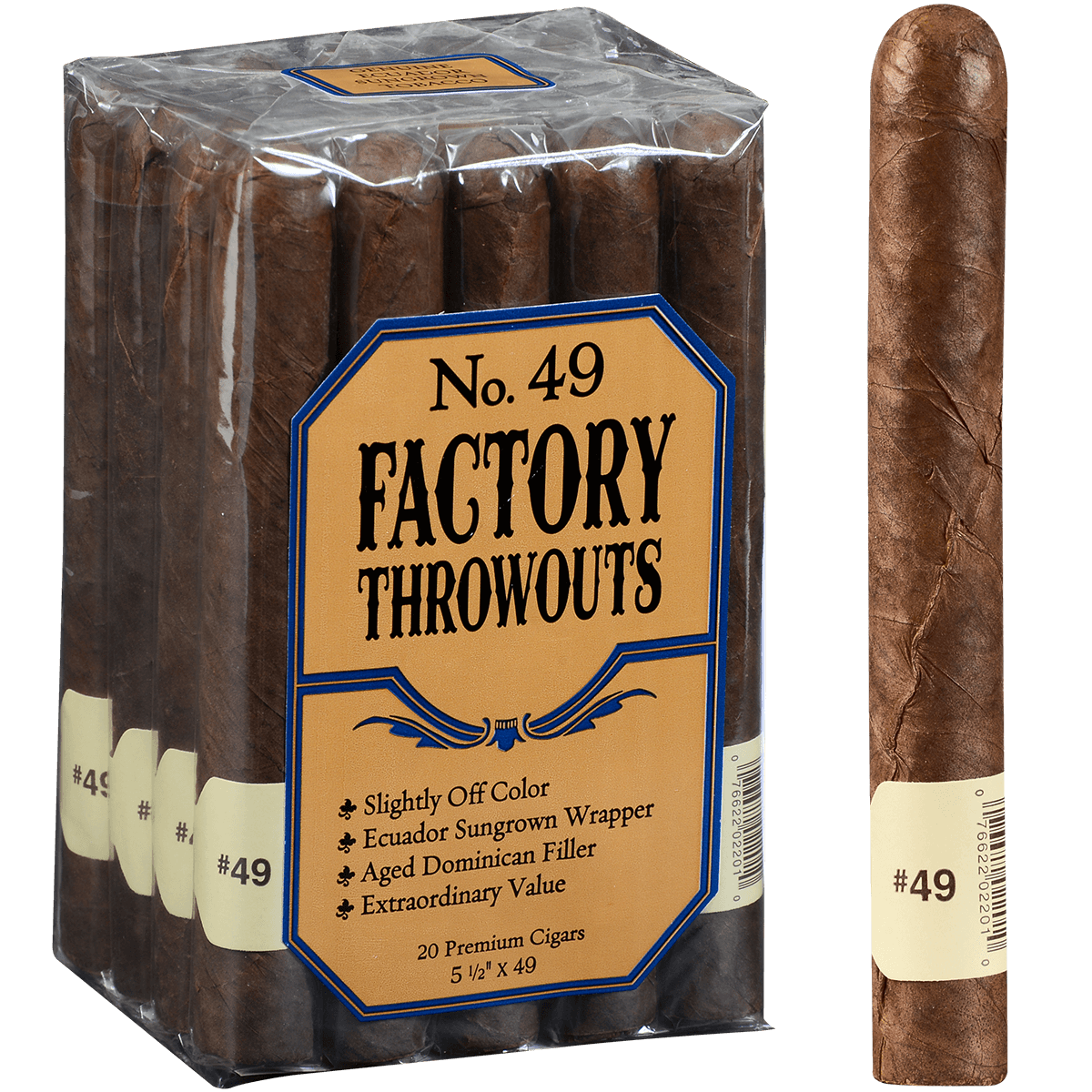 FACTORY THROWOUTS NO 49 NATURAL 20 CT. BUNDLE 5.50X49