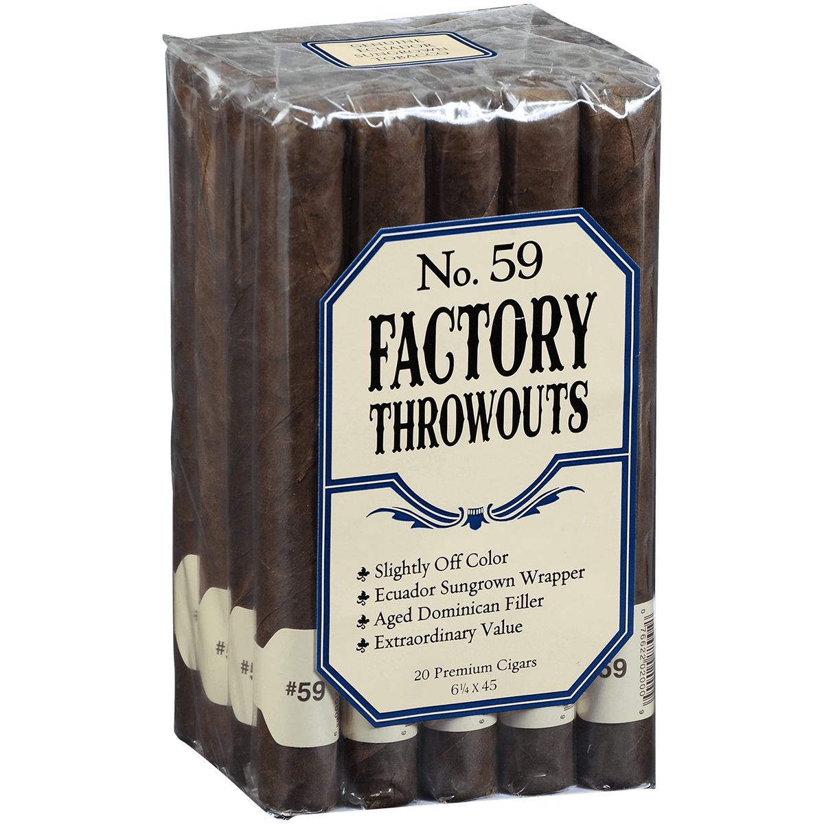 FACTORY THROWOUTS NO 59 CLARO 20 CT. BUNDLE  6.25X45