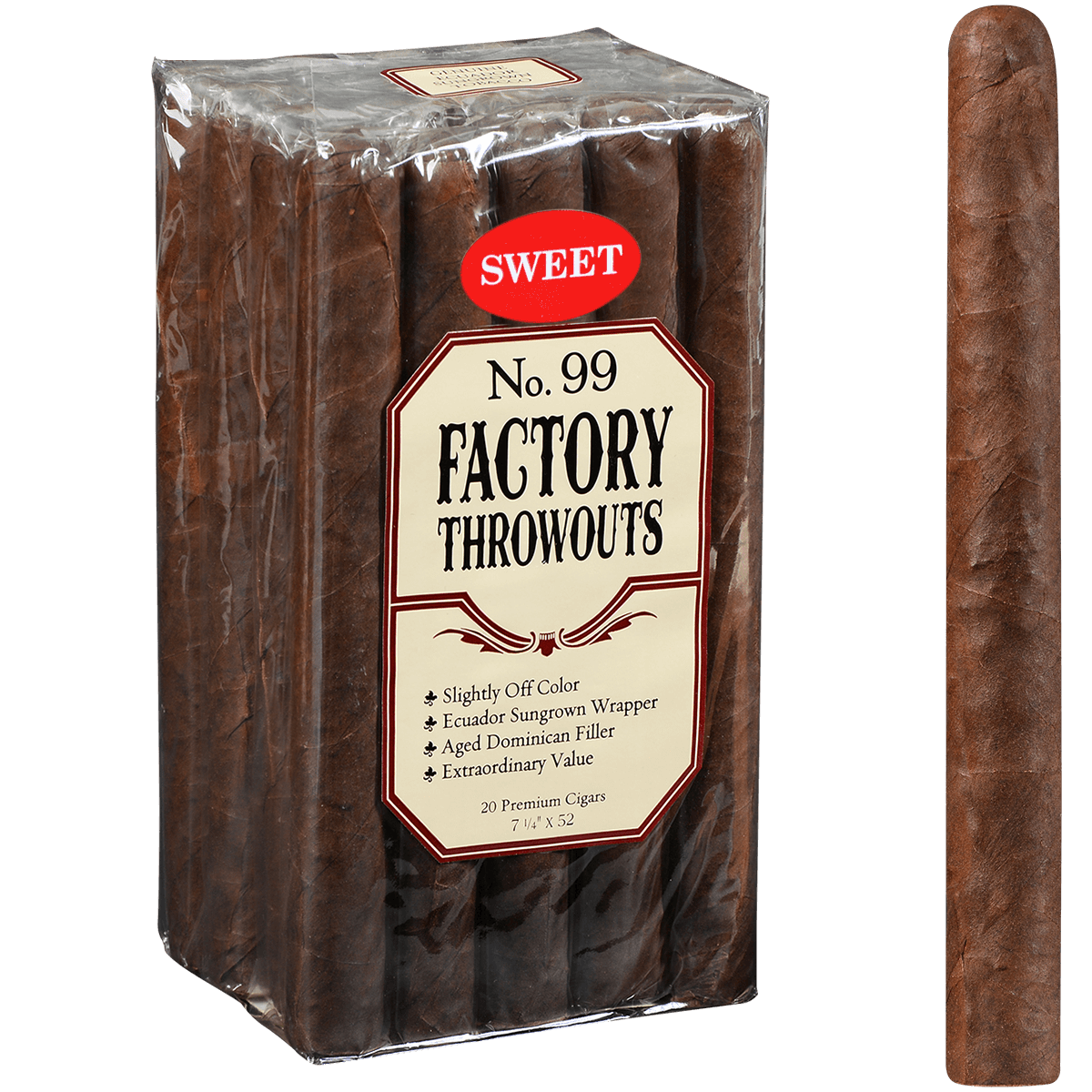 FACTORY THROWOUTS NO 99 SWEET 20 CT. BUNDLE 7.25X52