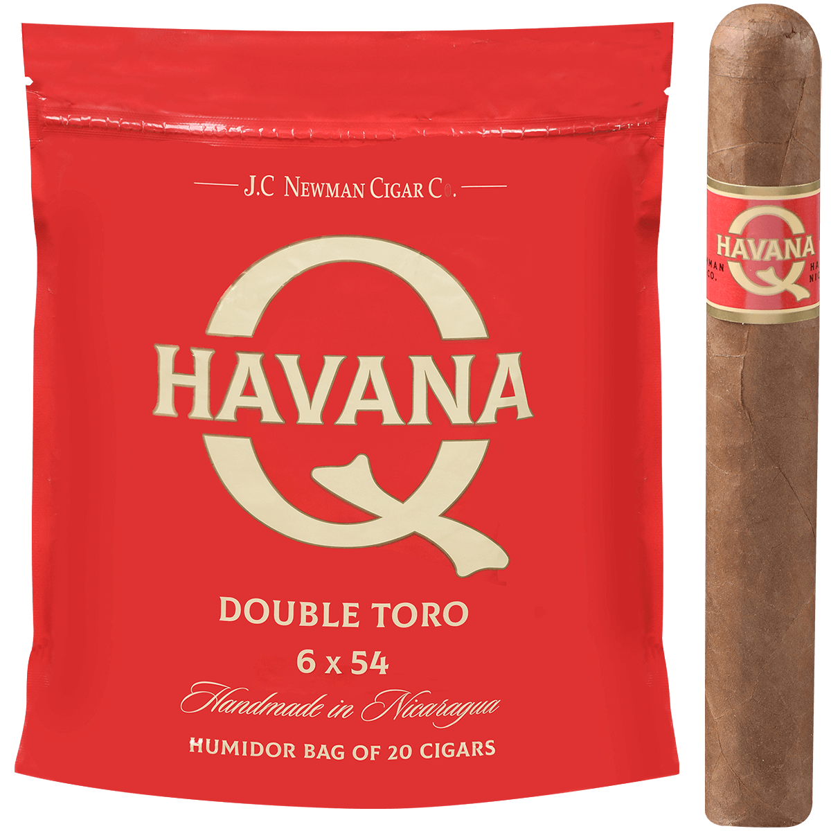HAVANA Q DOUBLE TORO 20 CT. BAG 6.00X54