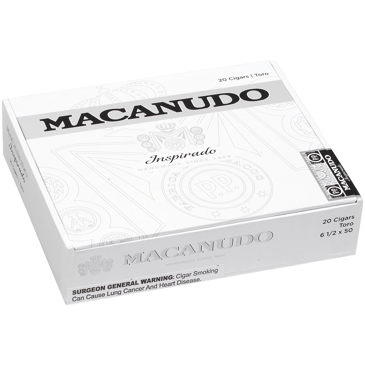 MACANUDO INSPIRADO WHITE TORO 20 CT. BOX 6.50X50