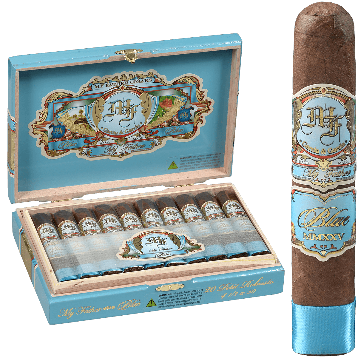 MY FATHER BLUE HONDURAS PETIT ROBUSTO 20 CT. BOX 4.50X50