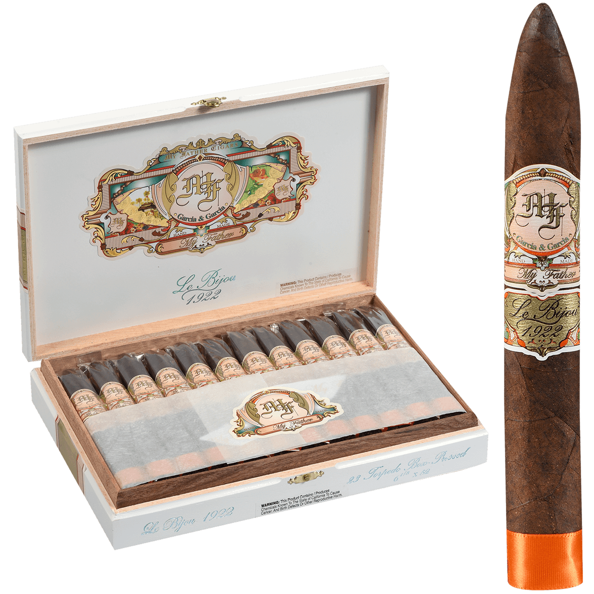 MY FATHER LE BIJOU 1922 TORPEDO BOX PRESSED 23 CT. BOX 6.12X52