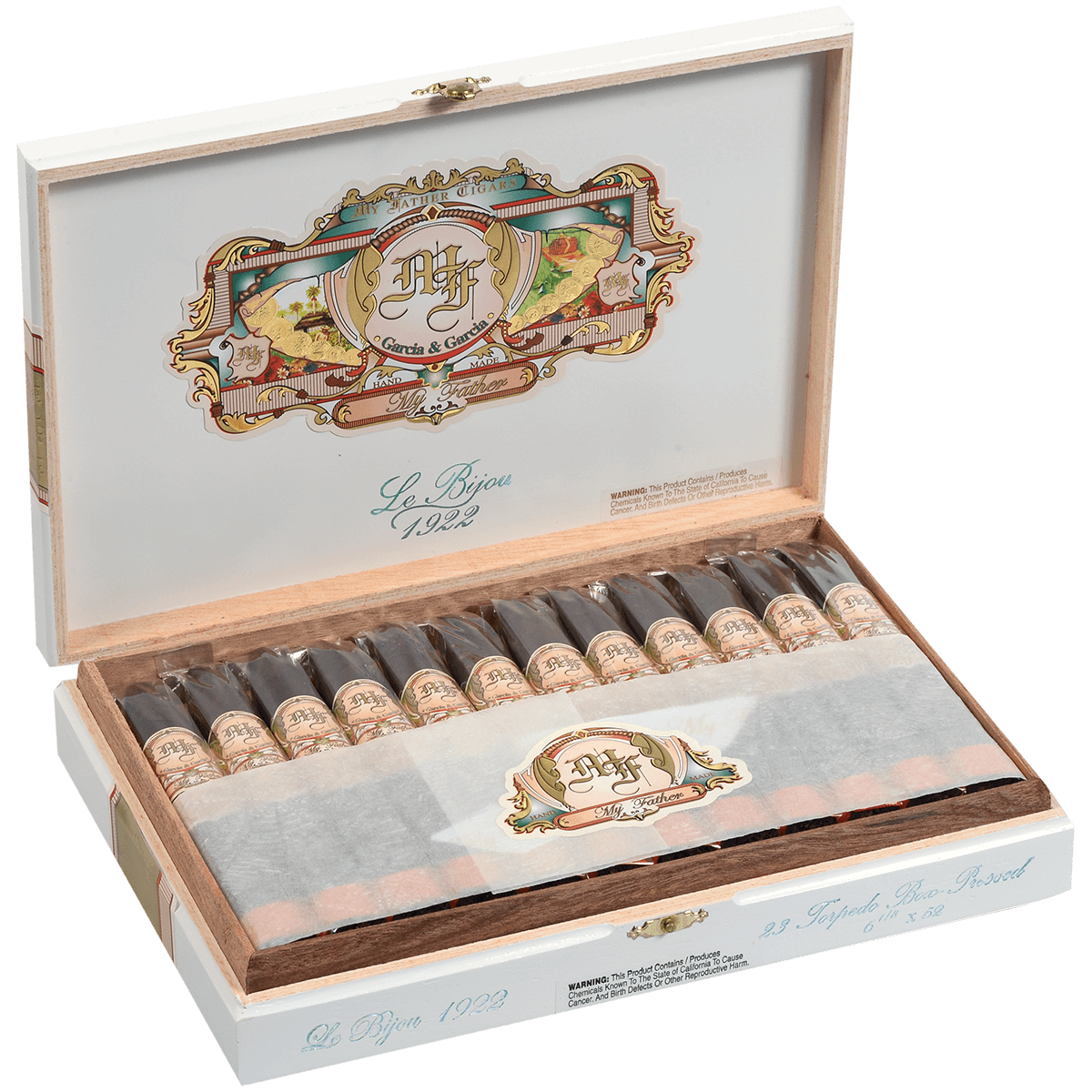 MY FATHER LE BIJOU 1922 TORPEDO BOX PRESSED 23 CT. BOX 6.12X52