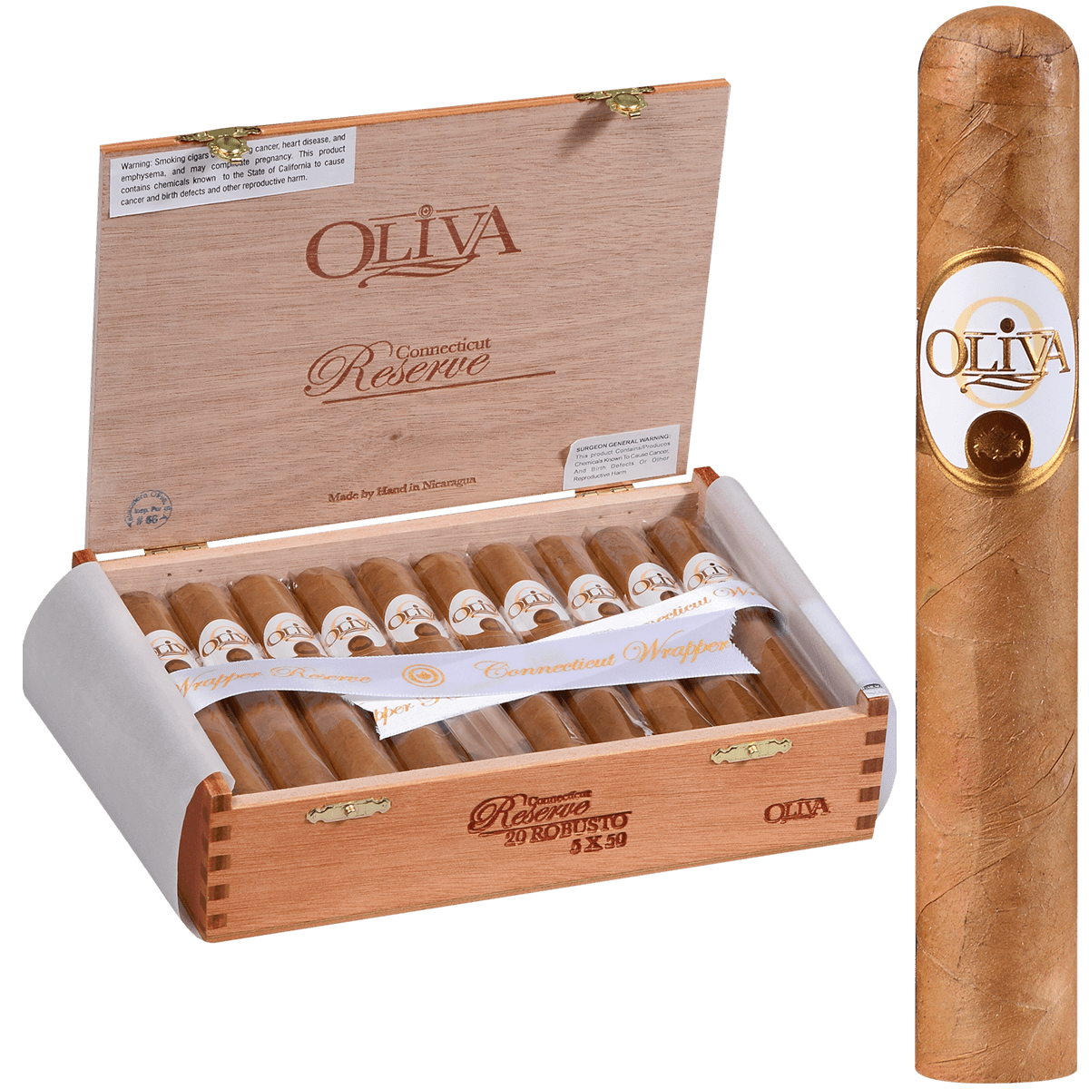 OLIVA CONNECTICUT WRAPPER RESERVE ROBUSTO 20 CT. BOX 5.00X50