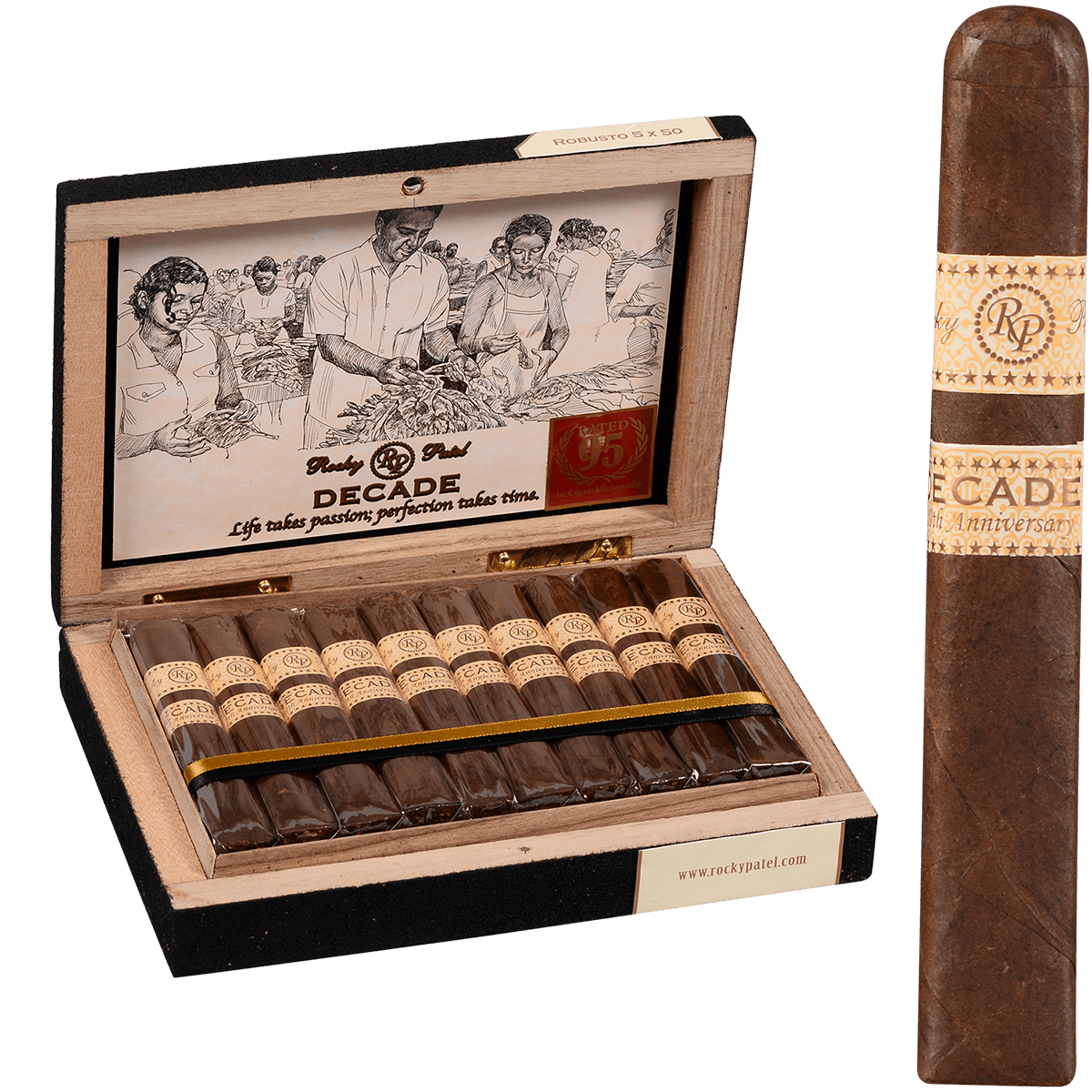 ROCKY PATEL DECADE BOX-PRESSED ROBUSTO 20 CT. BOX 5.00X50